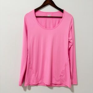Hind Womens Hot Pink Long Sleeve Relaxed‎ Athletic Shirt Workout Size Large